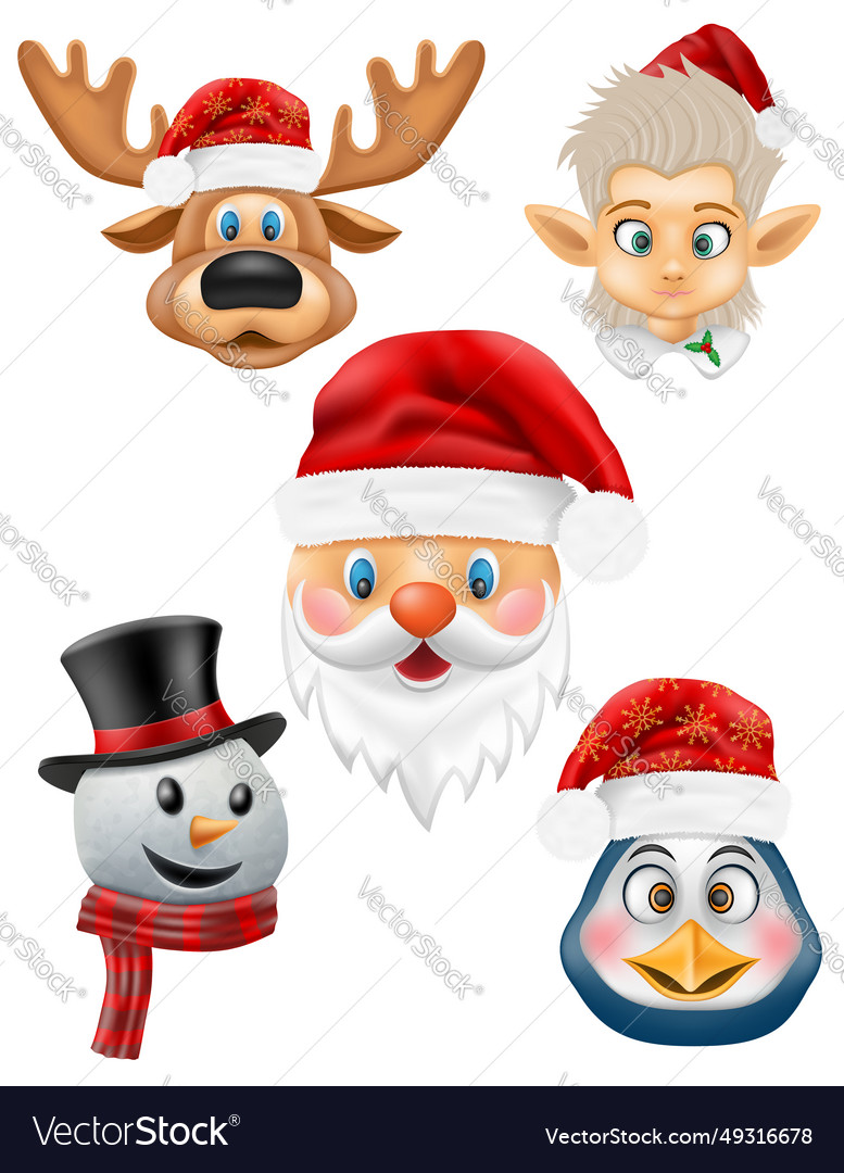 Christmas and new year characters holiday symbols