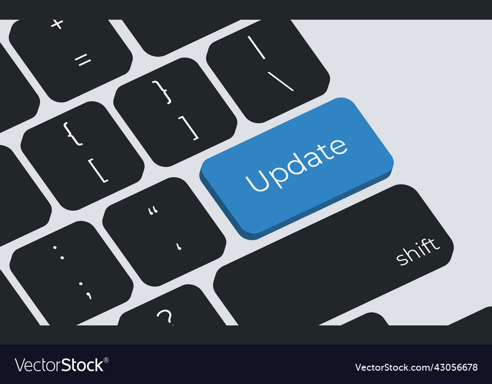Computer keyboard keys with update word