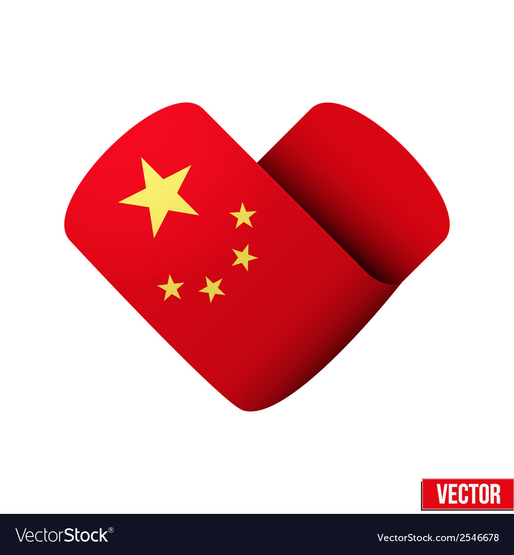 Flag icon in the form of heart i love china