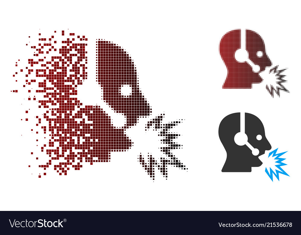 Fractured pixel halftone operator shout icon
