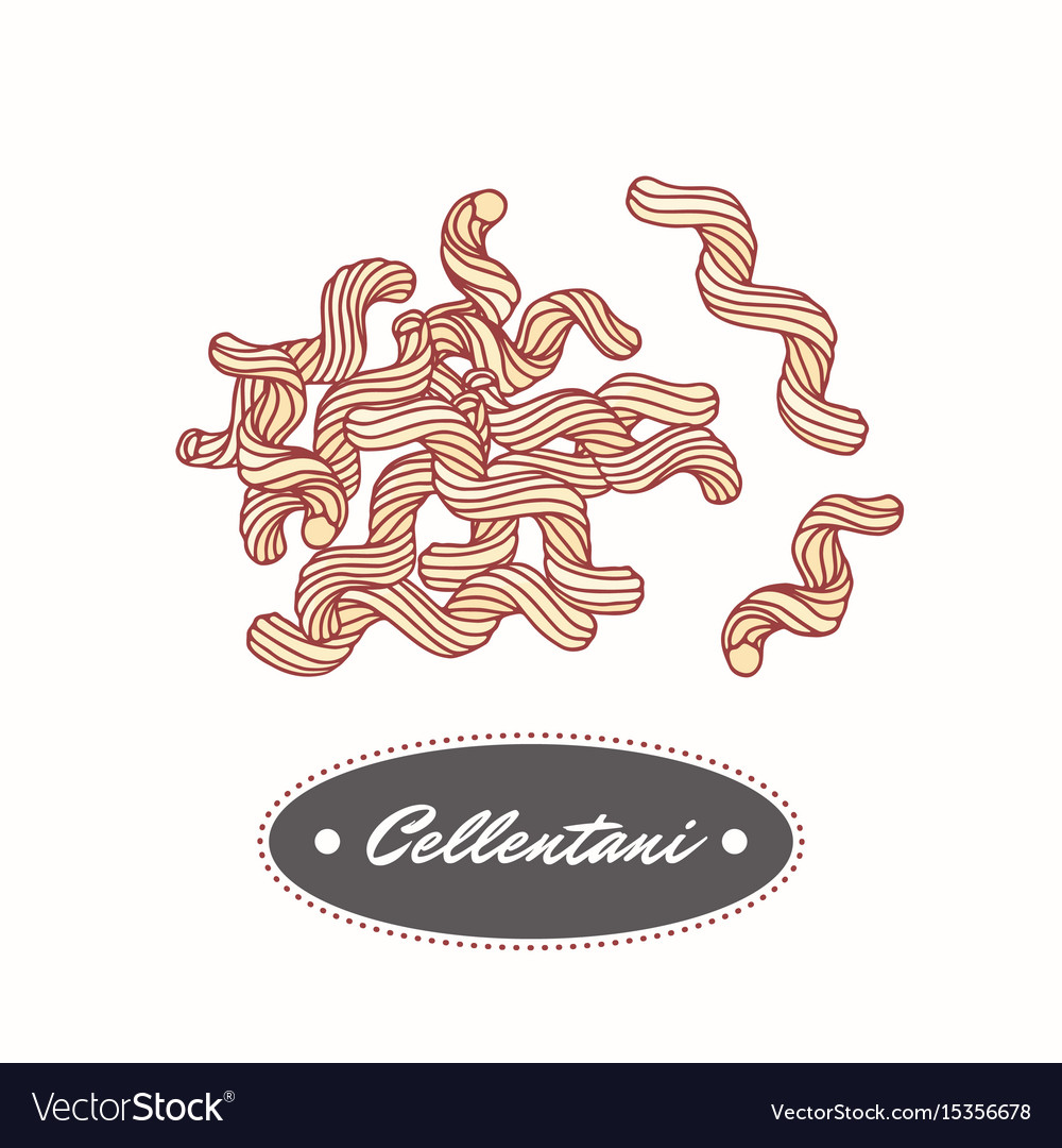 Hand drawn pasta cavatappi isolated on white