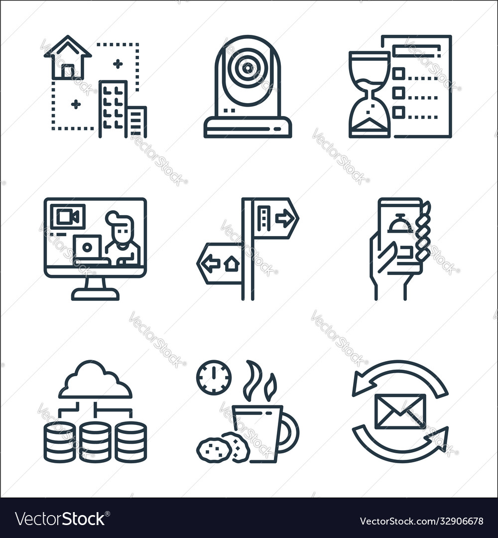 Home line icons linear set quality