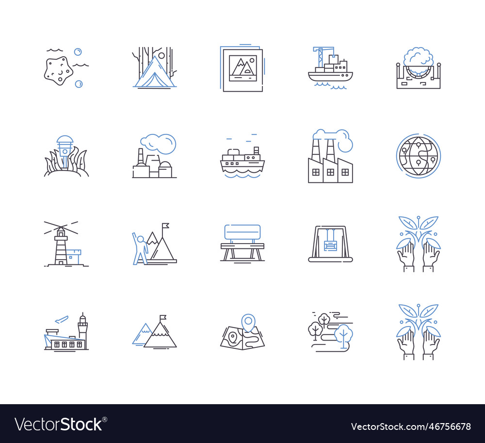 Landscapes and gardens outline icons collection Vector Image