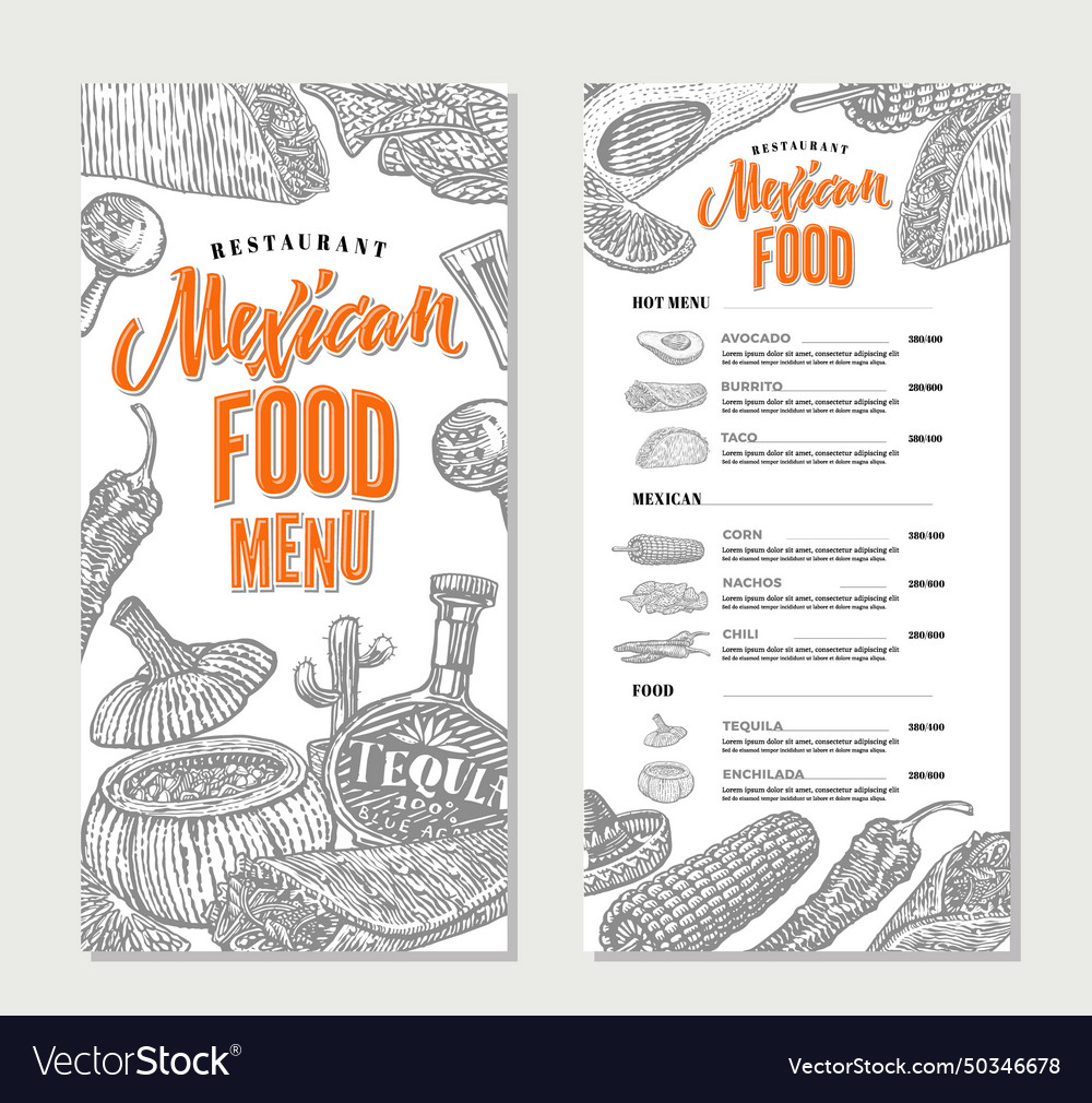 Mexican food restaurant menu template