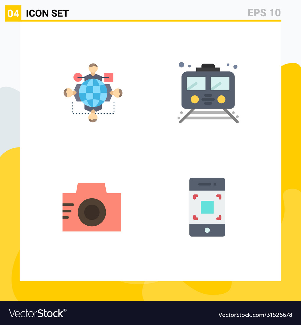 Set 4 flat icons on grid for function