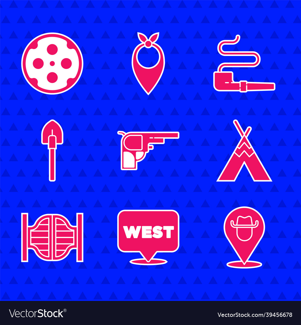 Set revolver gun pointer to wild west location Vector Image Set revolver gun pointer to wild west location