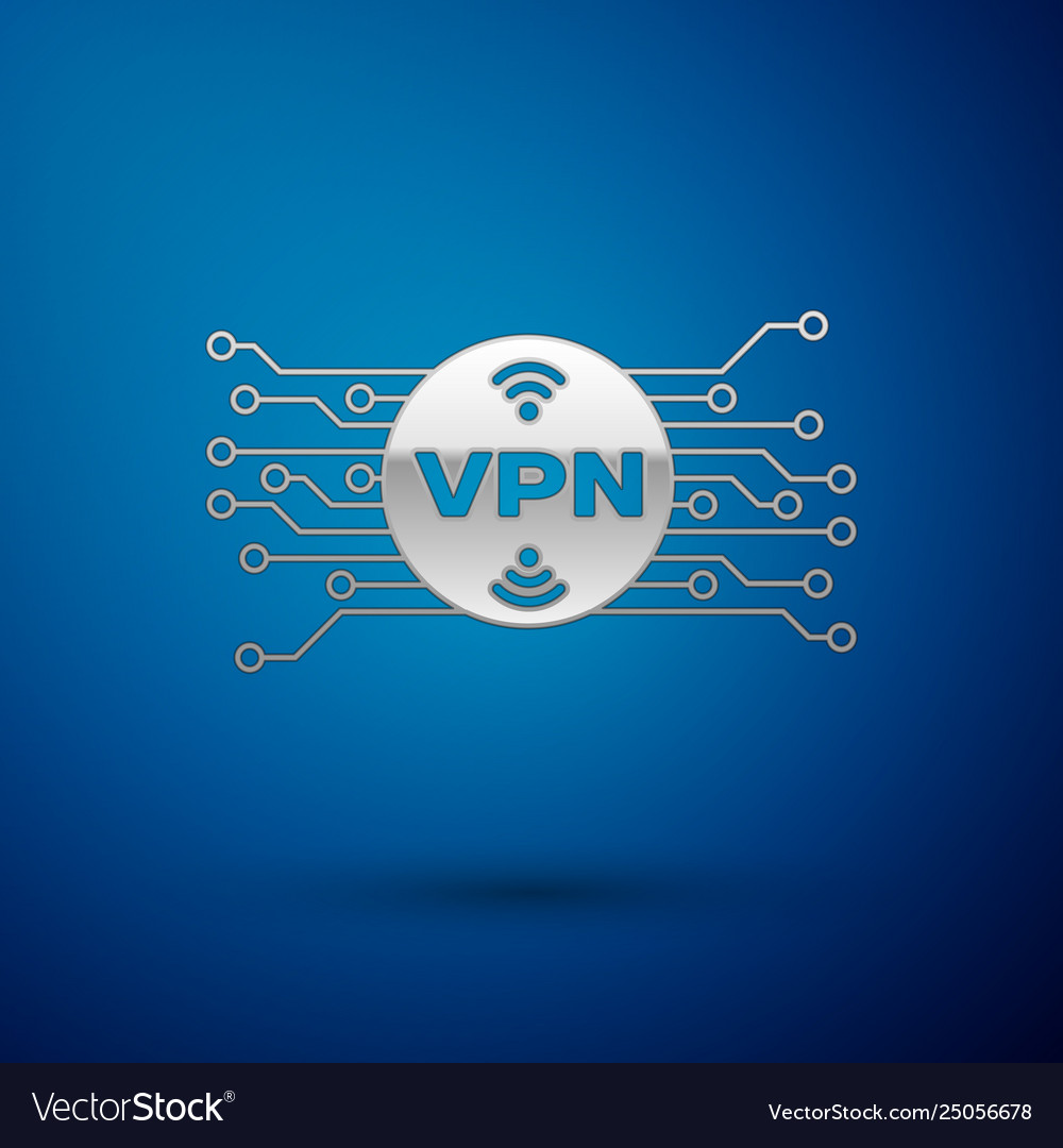 Silver vpn in circle with microchip circuit icon vector image Silver vpn in circle with microchip circuit icon