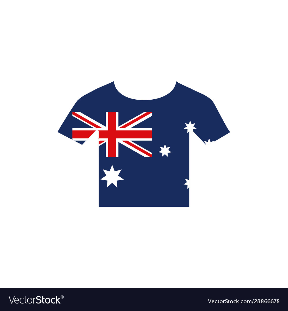 Tshirt with flag emblem australia icon on white