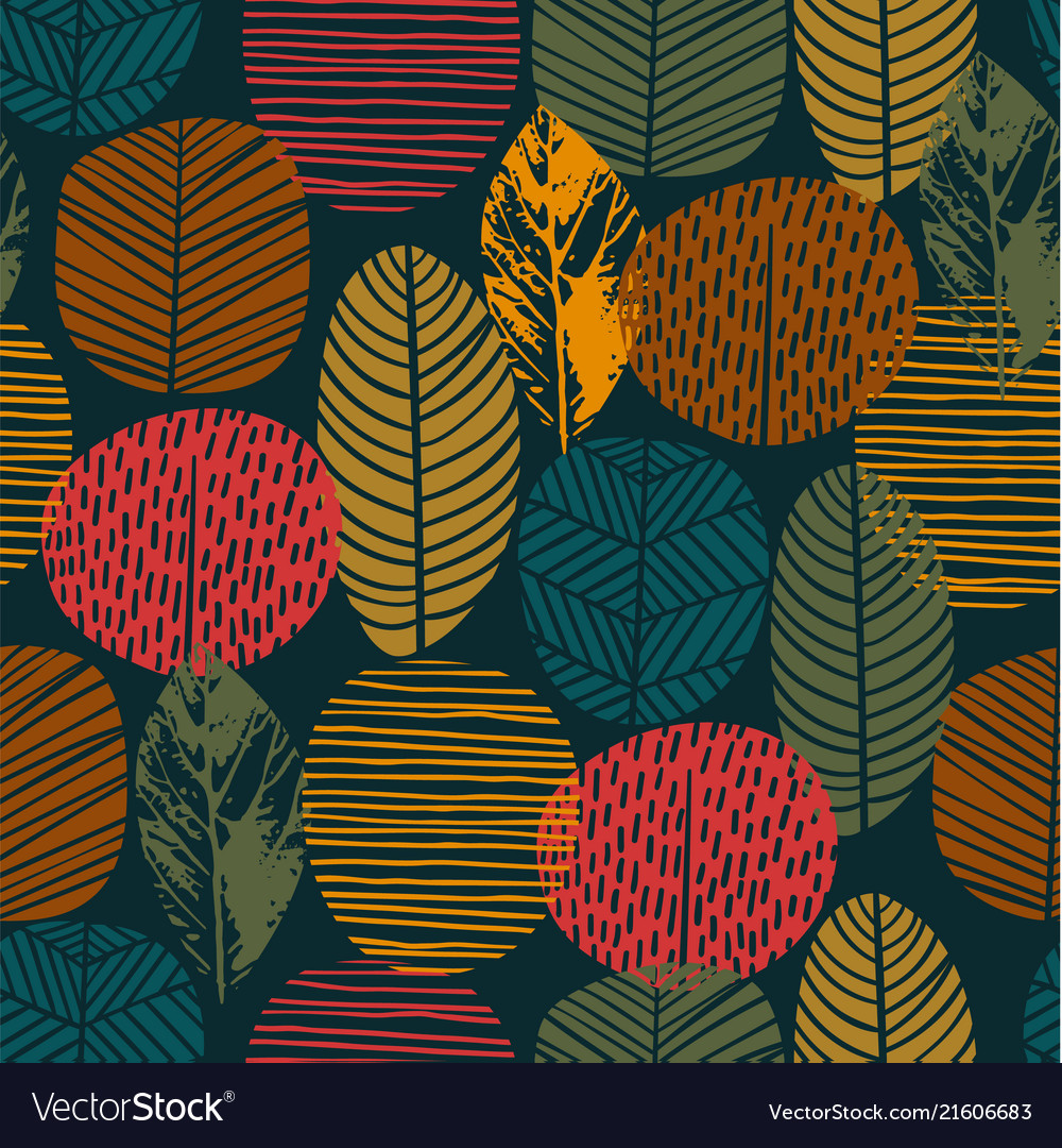 Abstract autumn seamless pattern with trees vector image Abstract autumn seamless pattern with trees