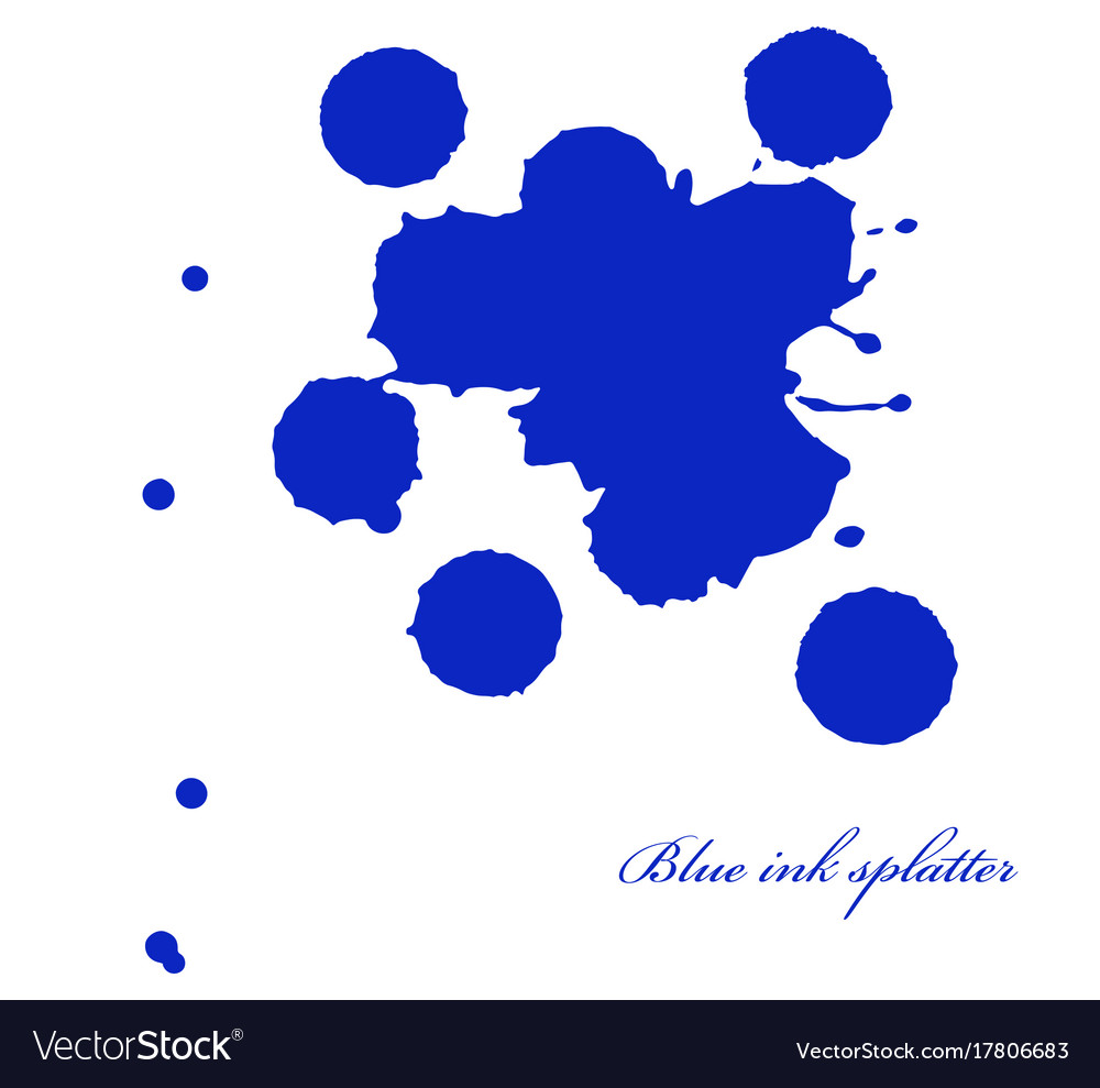 Blue ink splatter on white Royalty Free Vector Image
