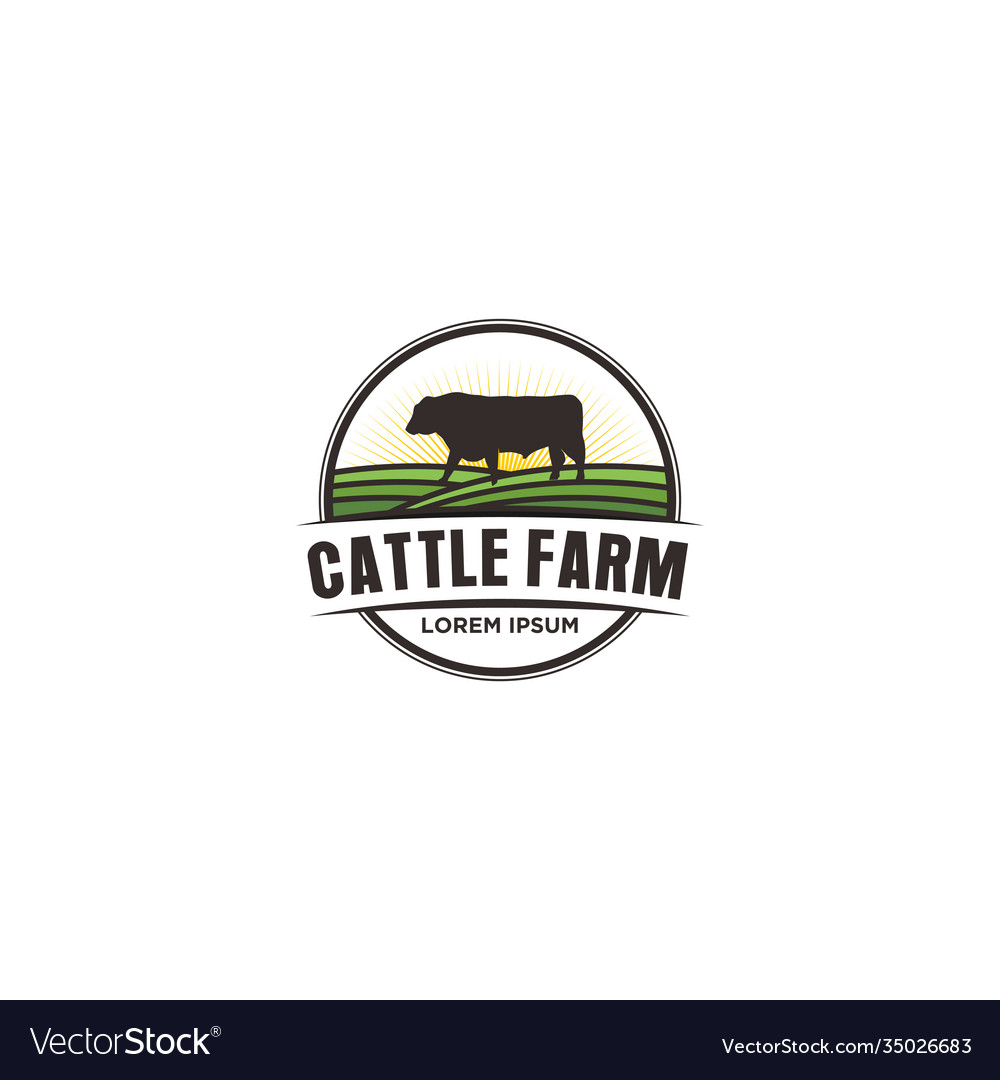 Cattle farm logo design - angus cow farm beef Vector Image