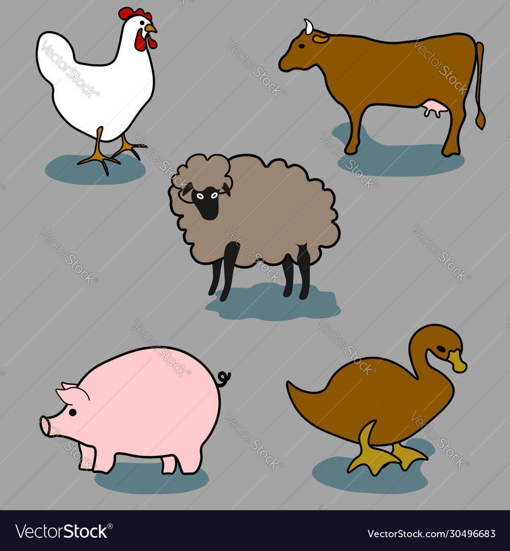 Chicken sheep cow pig duck simple to edit pattern