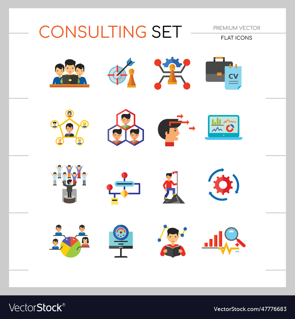 Consulting icon set Royalty Free Vector Image - VectorStock