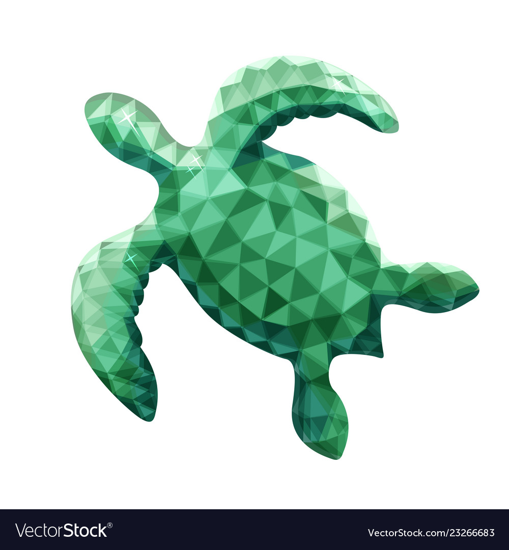 Design of turtle in low poly style vector image Design of turtle in low poly style