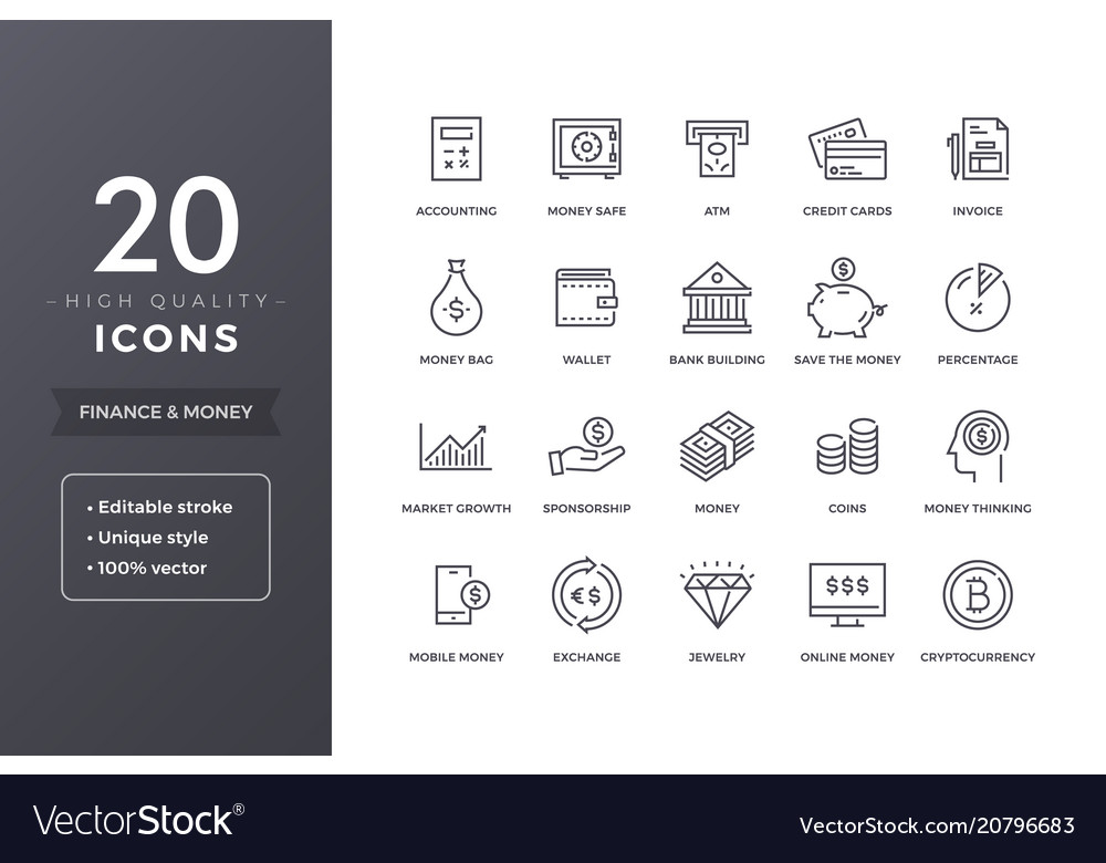 Finance line icons vector image Finance line icons
