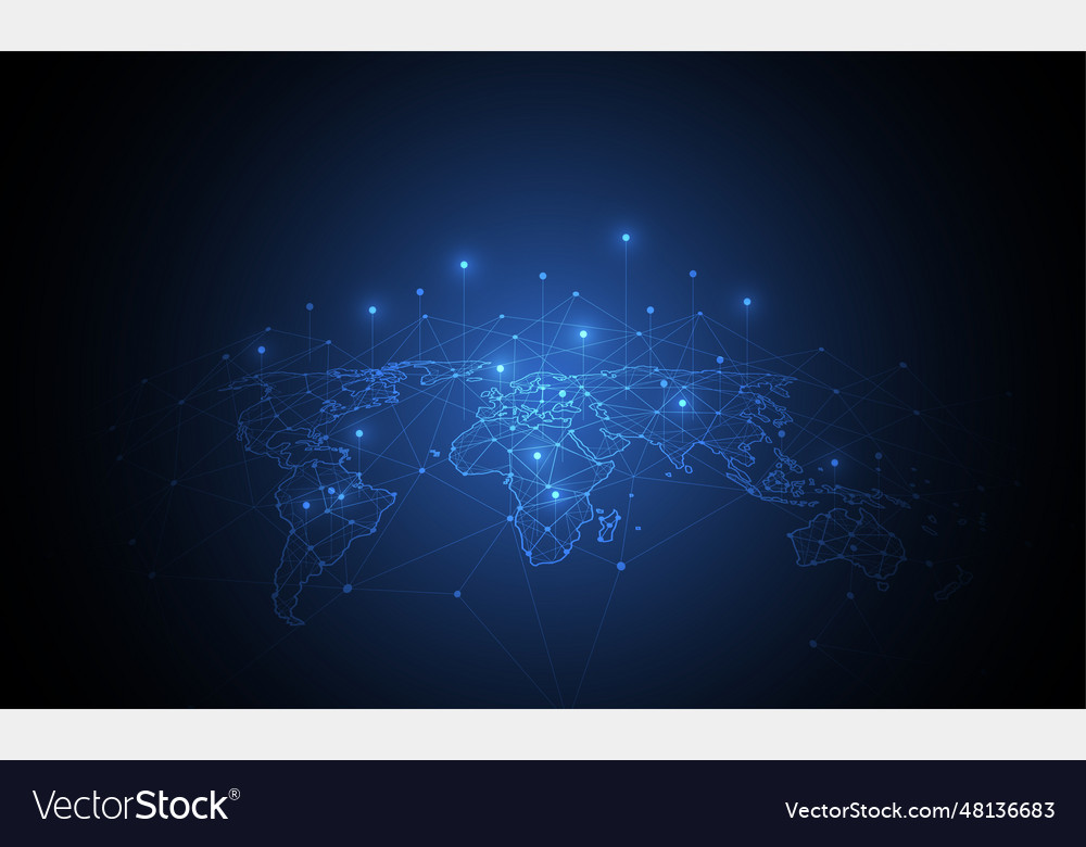 Global network connection world map point