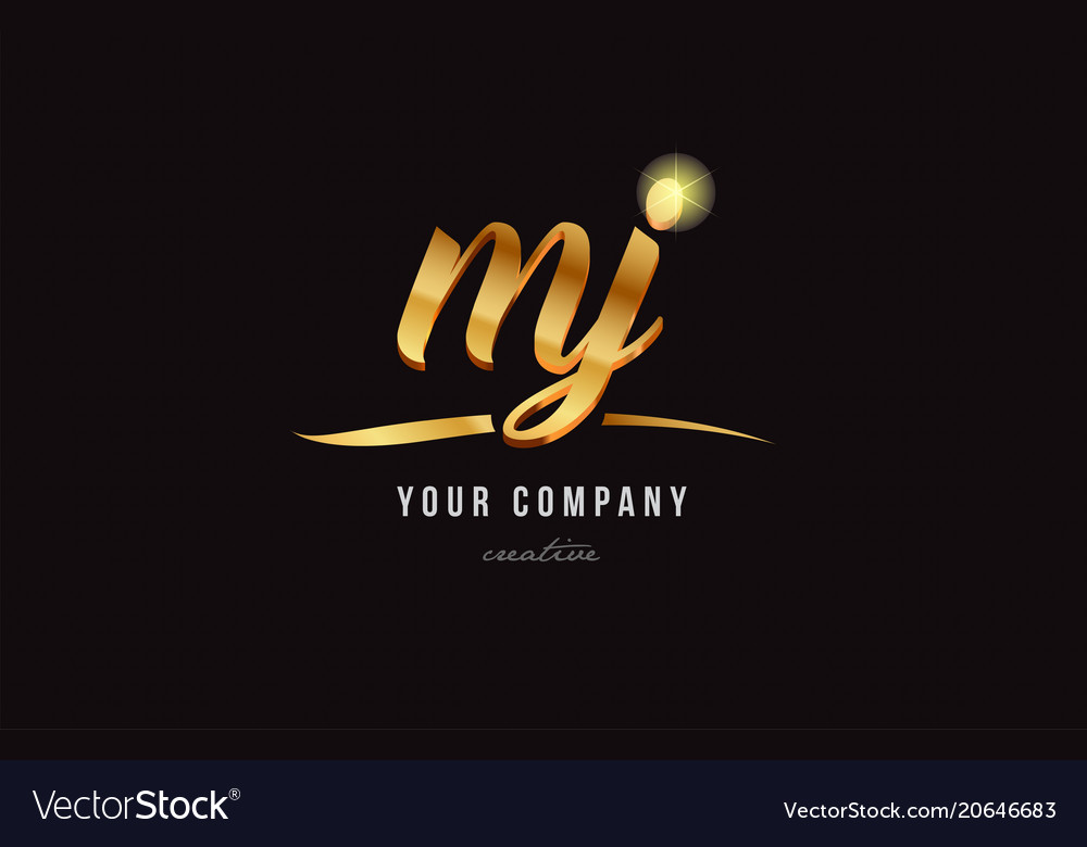 Gold Alphabet Letter My M Y Logo Combination Icon Vector Image