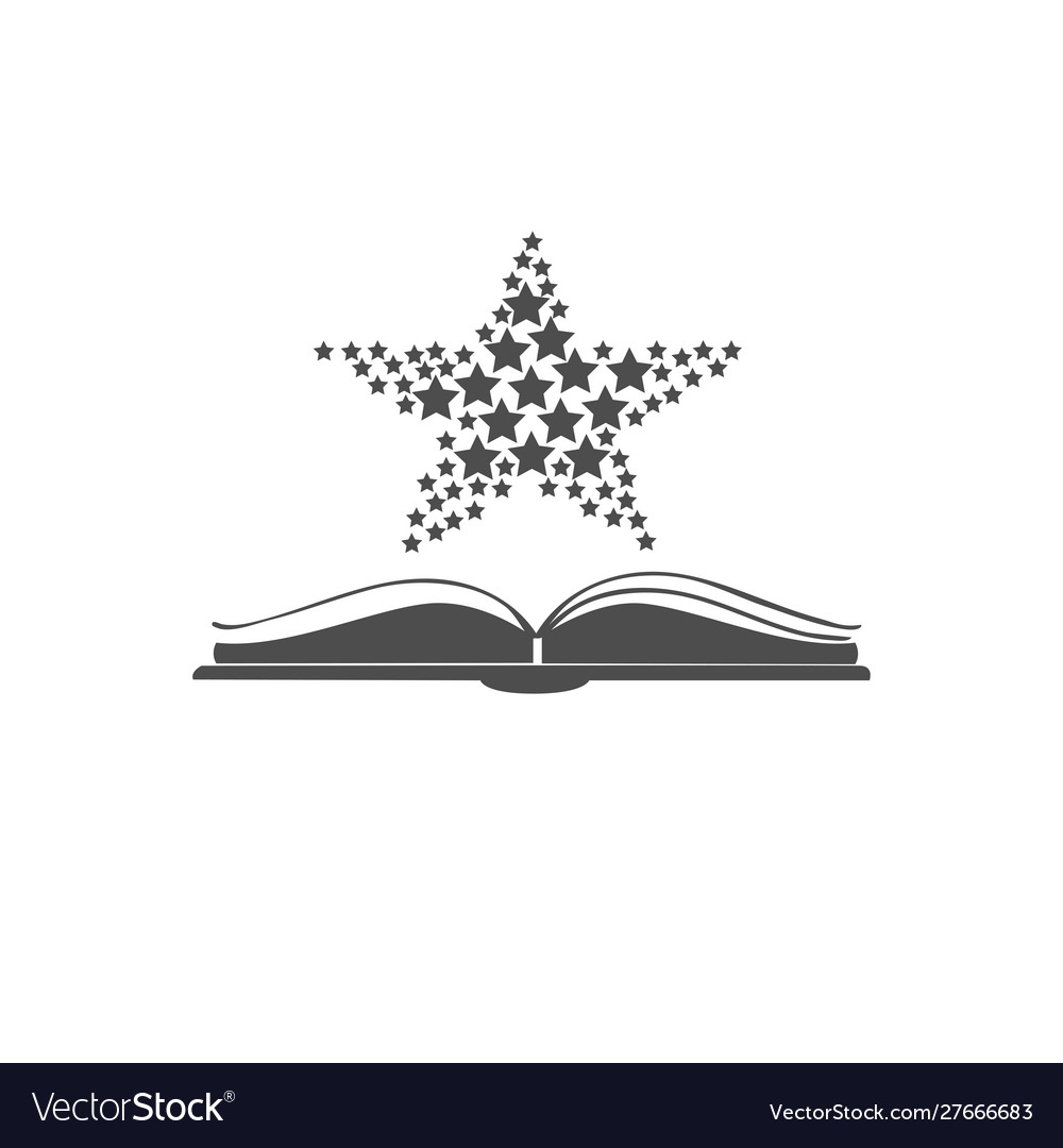 Open book icon with stars over