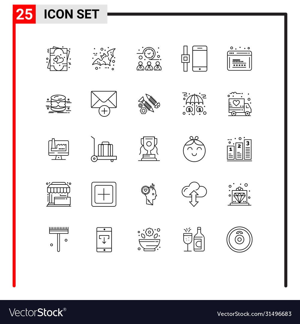 Pictograph set 25 simple lines programming