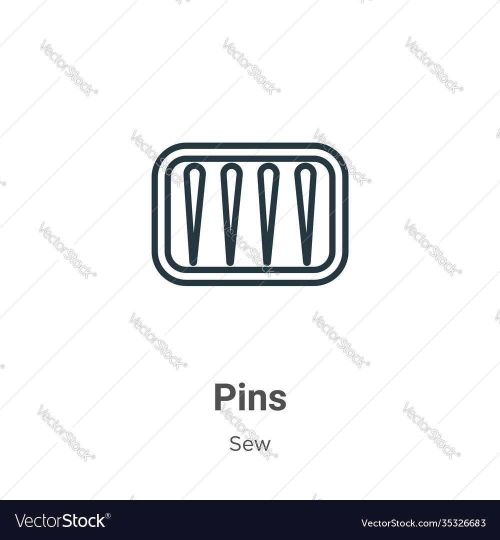 Pins Kontur Symbol dünne Linie schwarz flach