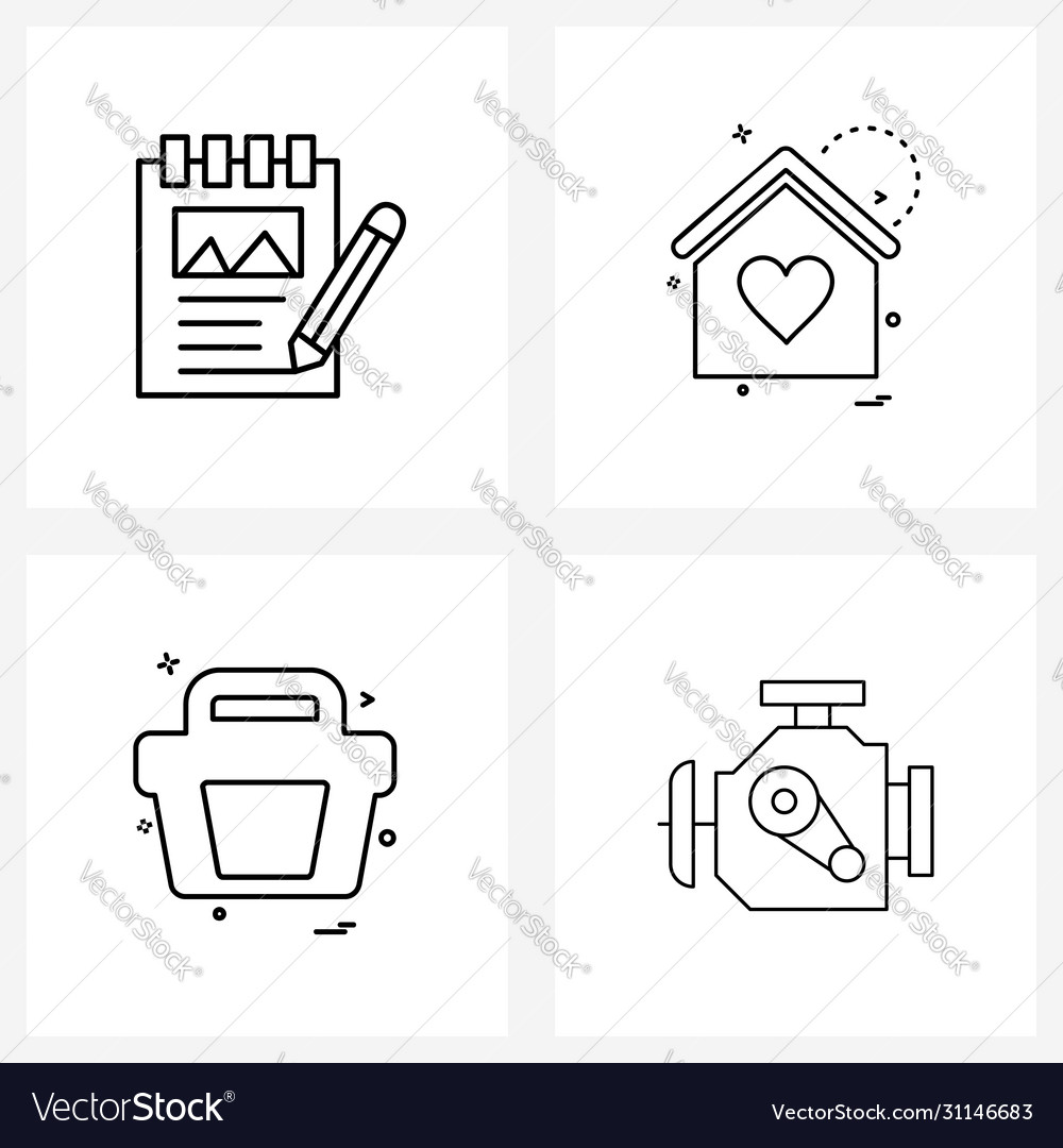 Set 4 simple line icons for web and print