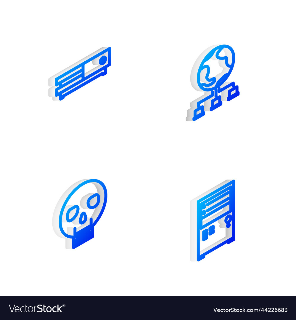 Set isometric line computer network video game