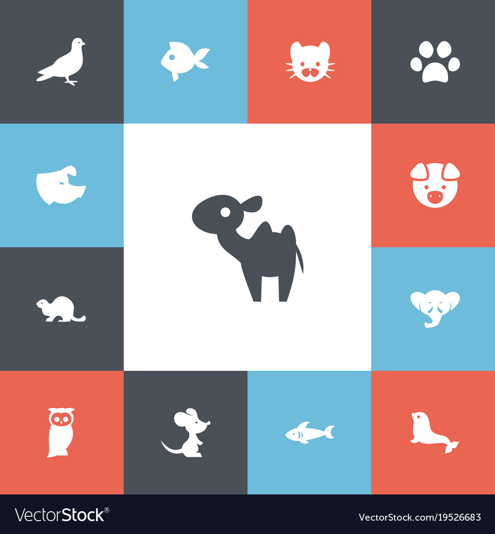 Set of 13 editable zoo icons includes symbols