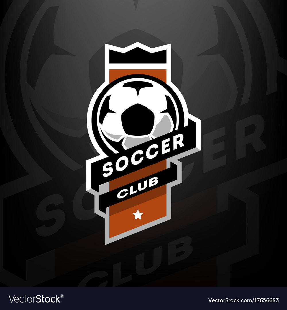 Soccer club logo on a dark background Royalty Free Vector