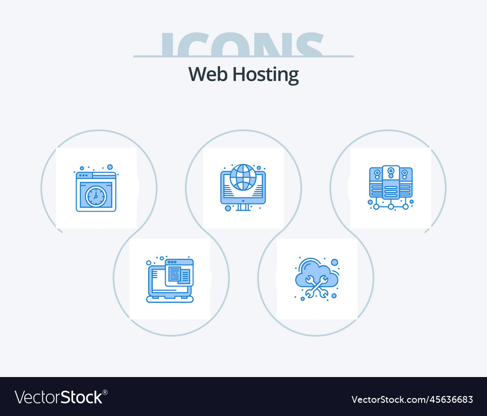 Web hosting blue icon pack 5 design database