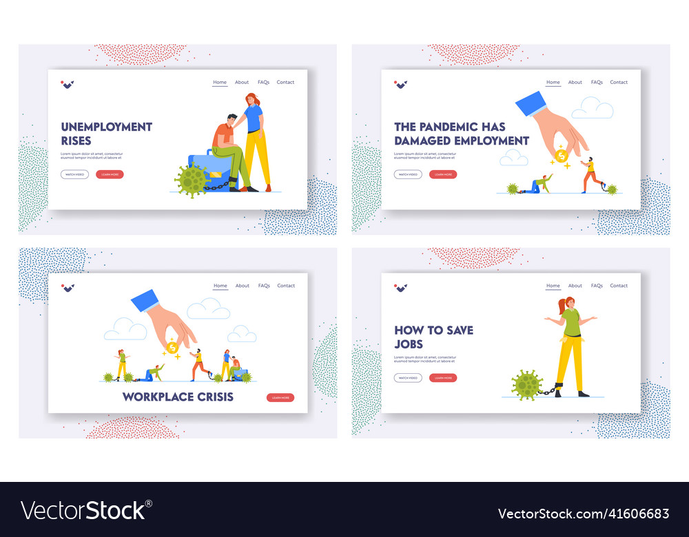 Workplace crisis landing page template set Vector Image