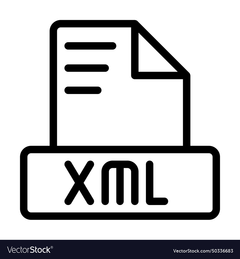 Xml file icon outline extension icons vector image Xml file icon outline extension icons