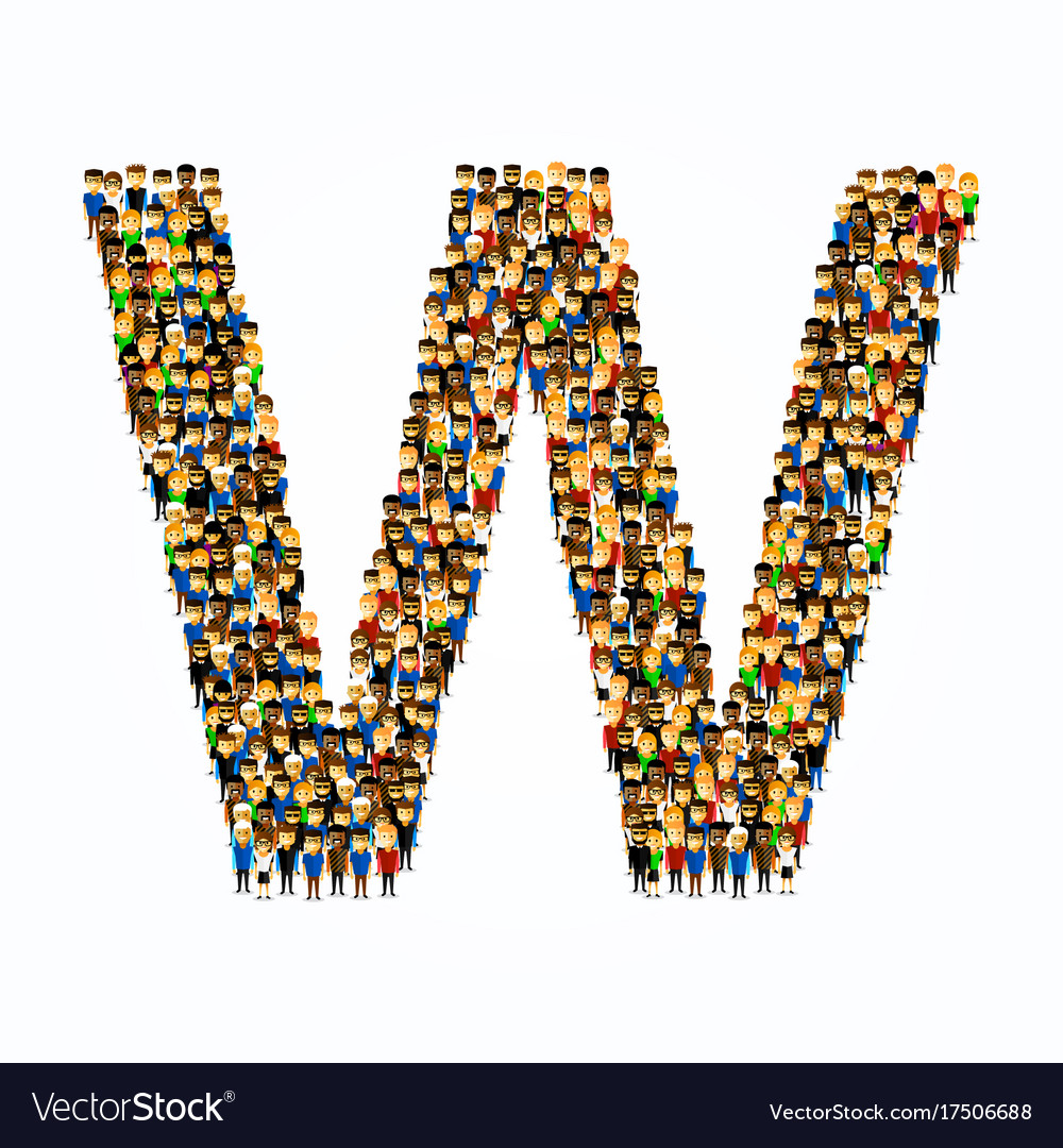 A group of people in english alphabet letter w Vector Image