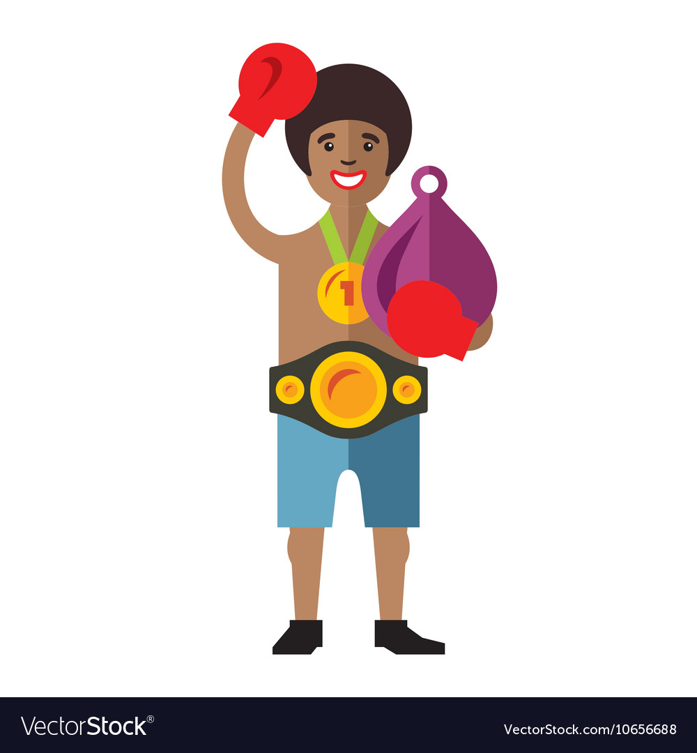 Boxing success flat style colorful cartoon