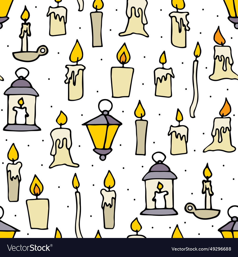 Burning floating candles seamless pattern