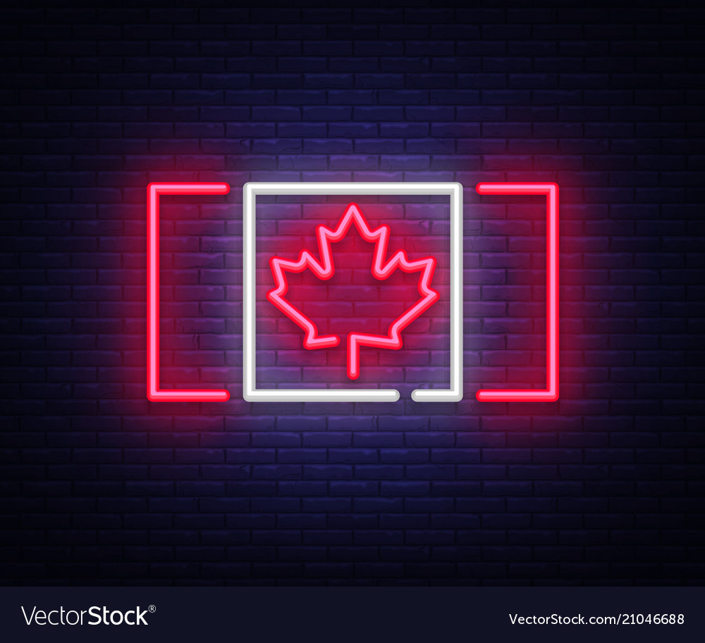 Canada flag neon sign flag symbol Royalty Free Vector Image
