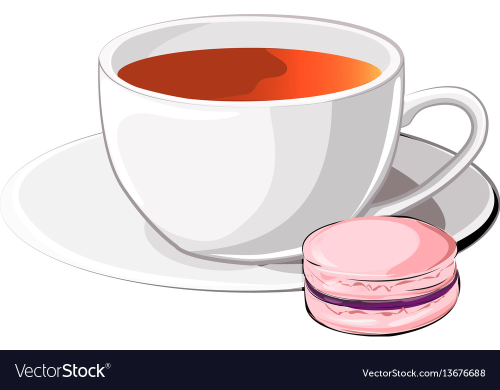 Cup of tea with macaron