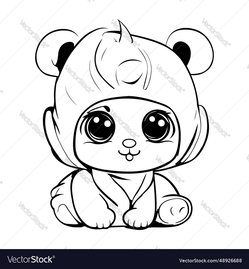 Cute cartoon panda bear isolated on white