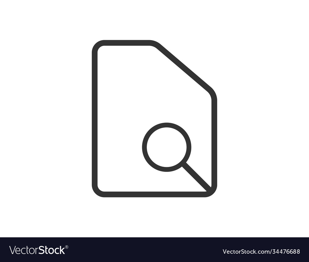 Document file with loupe icon magnifying glass vector image Document file with loupe icon magnifying glass