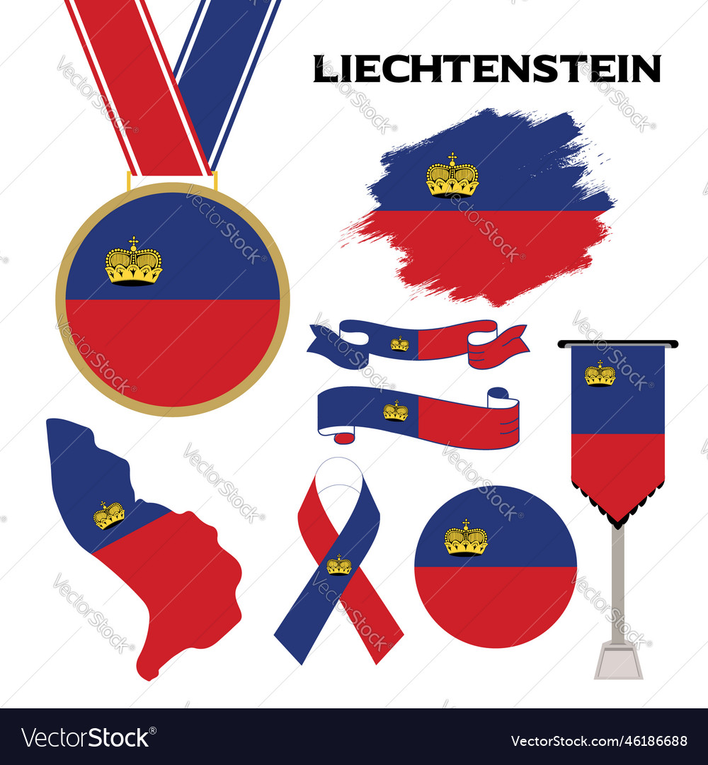 Elements collection with the flag of liechtenstein Vector Image Elements collection with the flag of liechtenstein