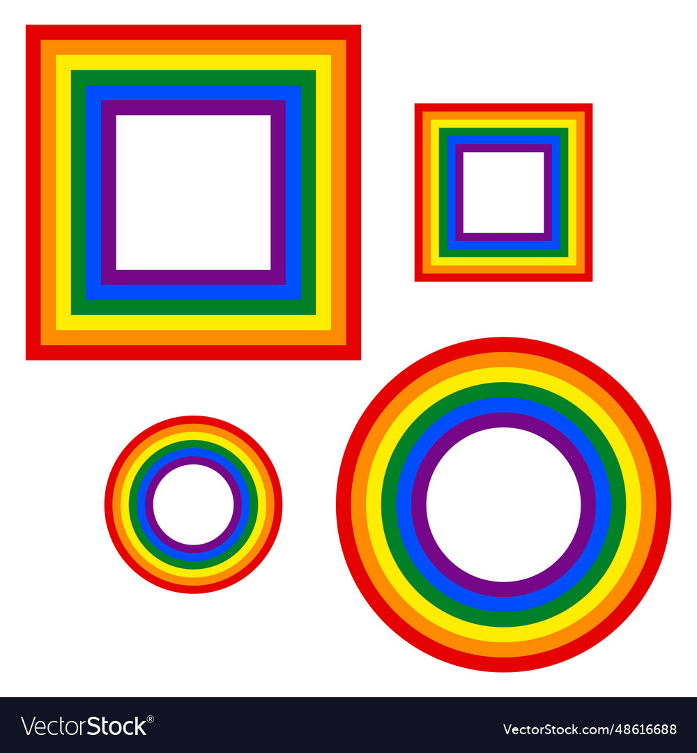 Flag lgbt icons round and squared frames vector image Flag lgbt icons round and squared frames
