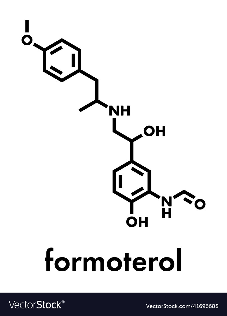 Formoterol drug molecule skeletal formula Vector Image