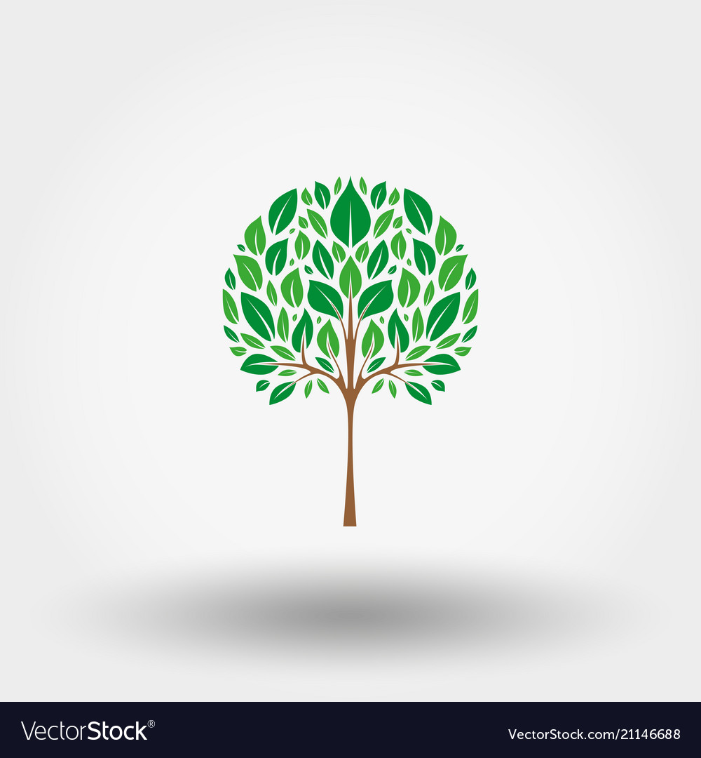 Green tree icon flat Royalty Free Vector Image