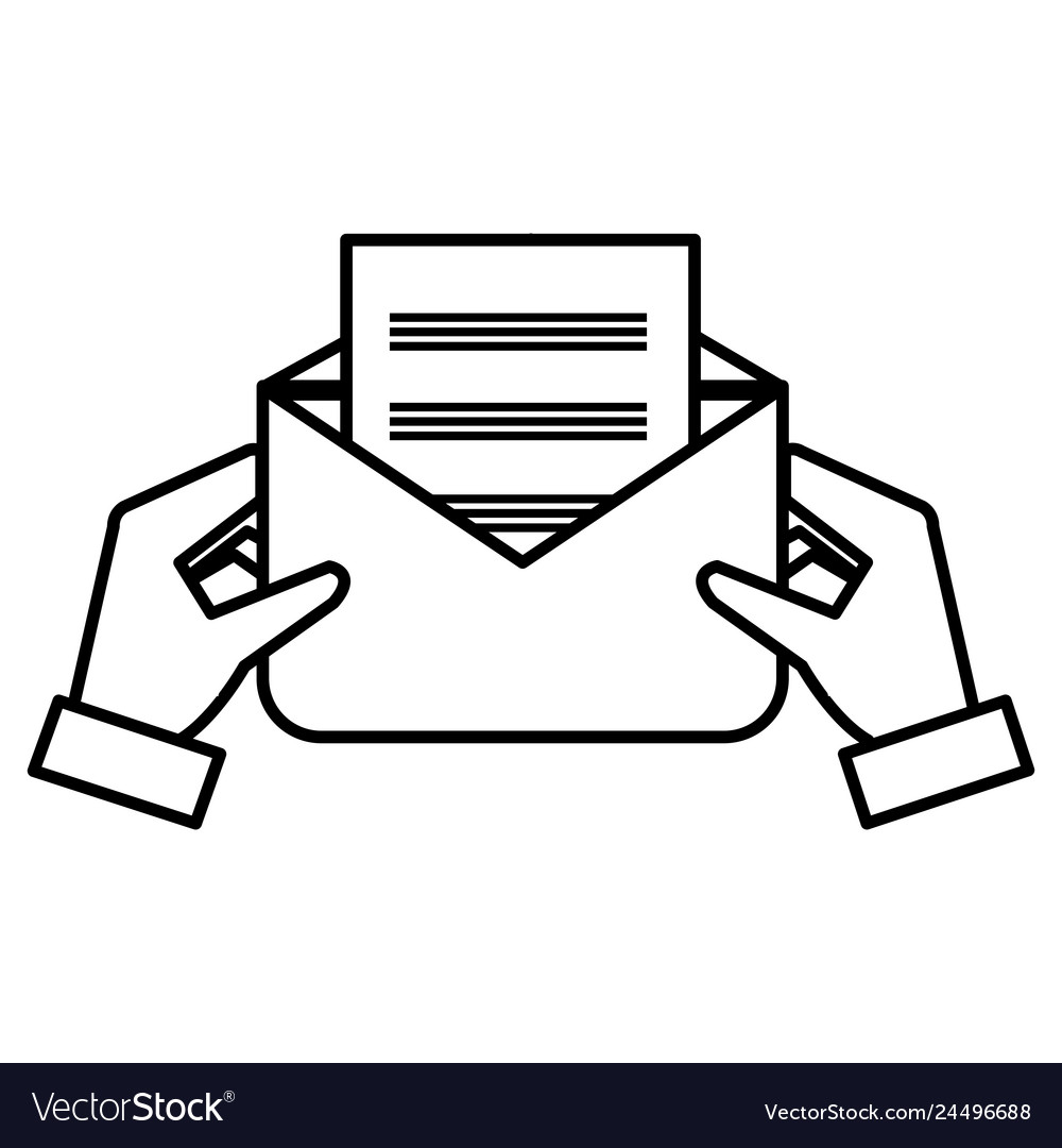 Hands with envelope mail Vector Image Hands with envelope mail