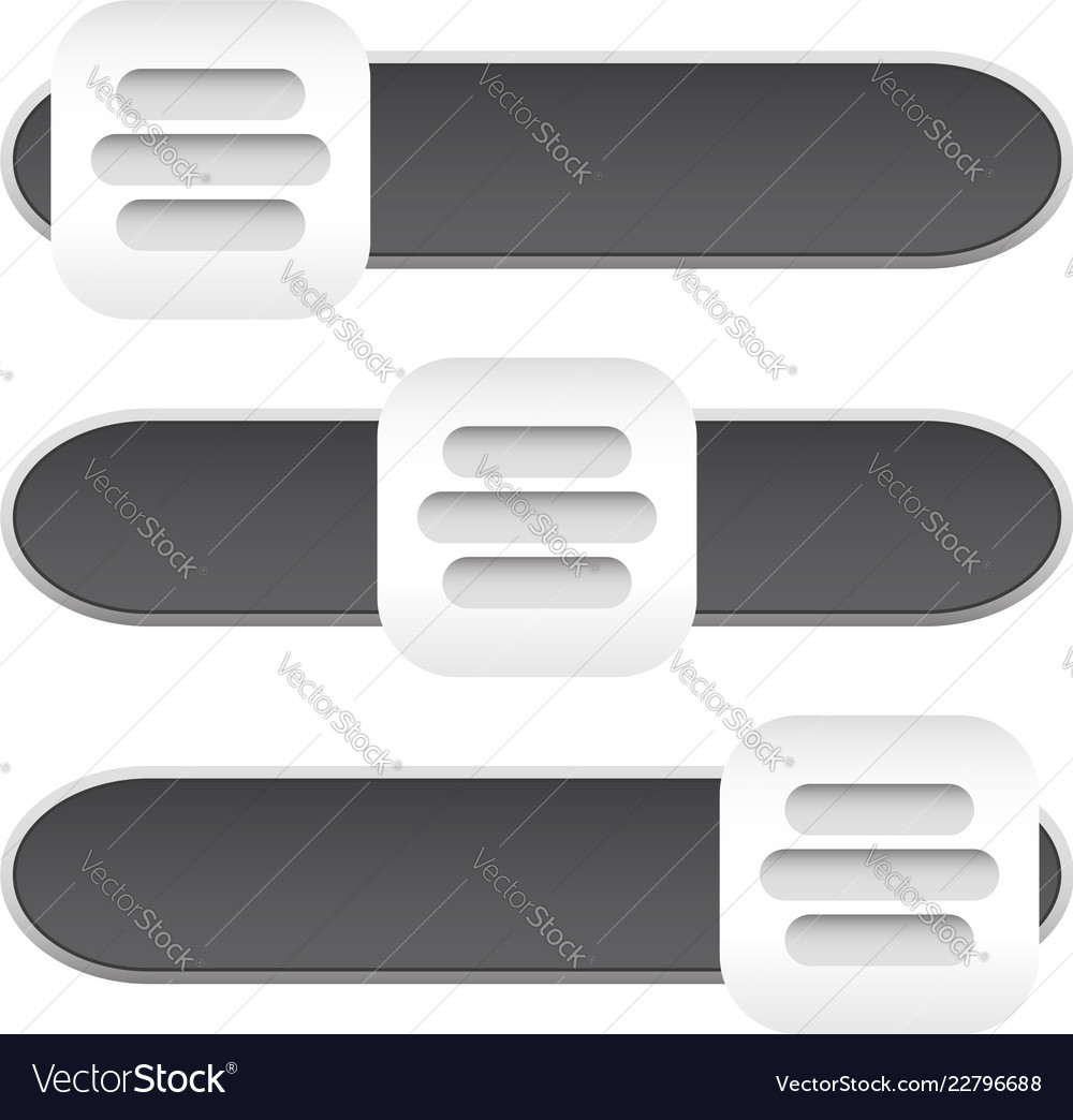 Horizontal sliders adjust bars 3 state buttons vector image Horizontal sliders adjust bars 3 state buttons