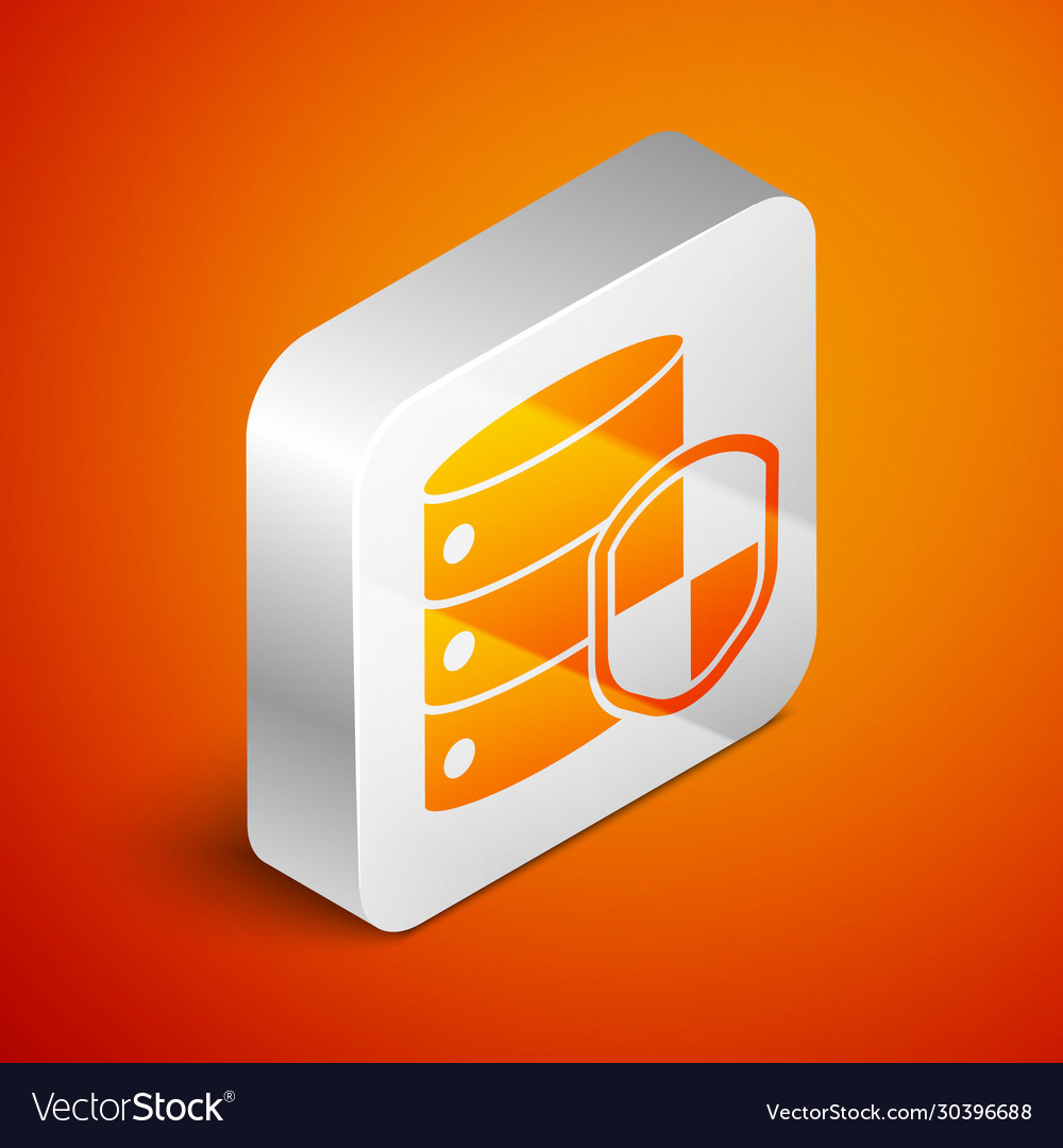 Isometric server with shield icon isolated vector image Isometric server with shield icon isolated
