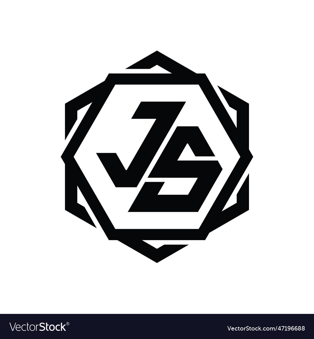 Js logo monogram hexagon shape with geometric vector image Js logo monogram hexagon shape with geometric
