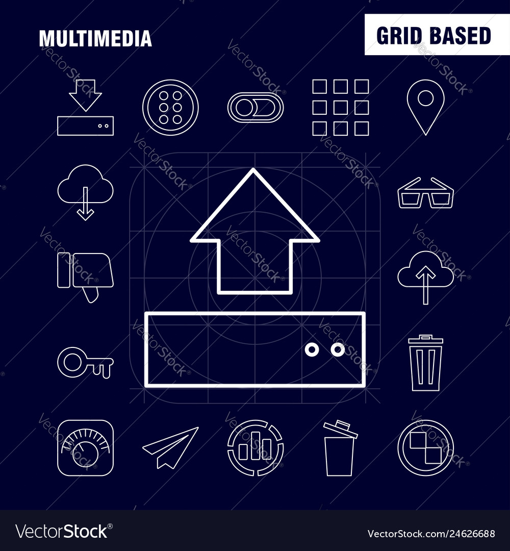 Multimedia line icon for web print and mobile vector image Multimedia line icon for web print and mobile