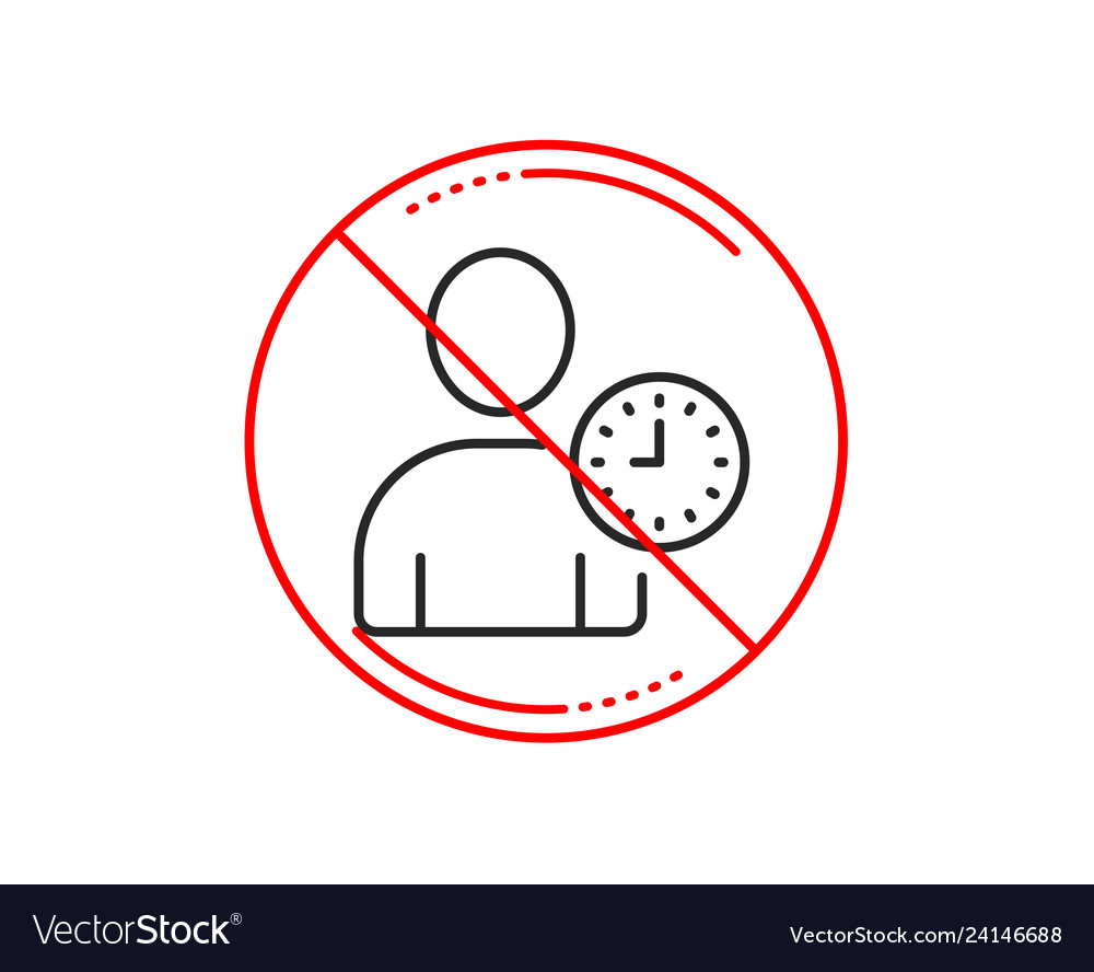 No or stop sign user with clock line icon profile