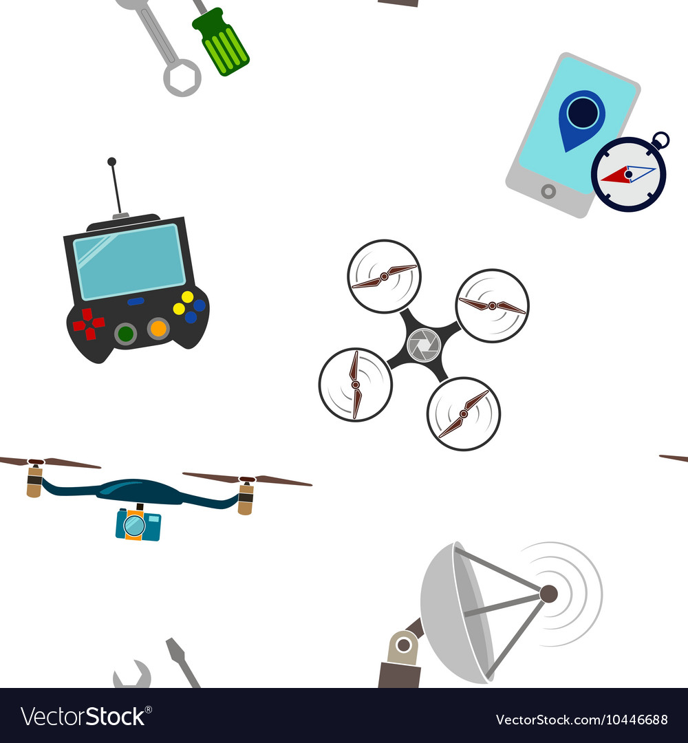 Seamless pattern with drone icons