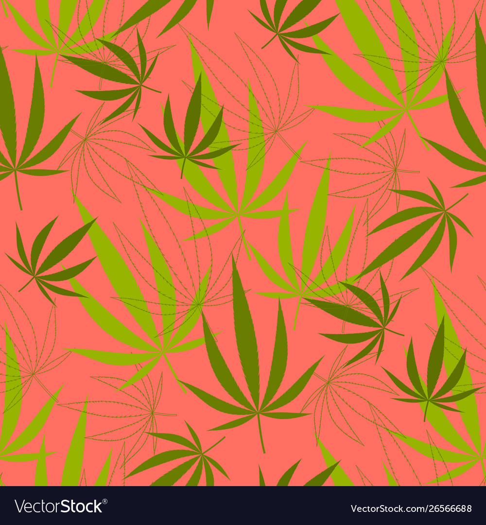 Seamless pattern with hemp leaves